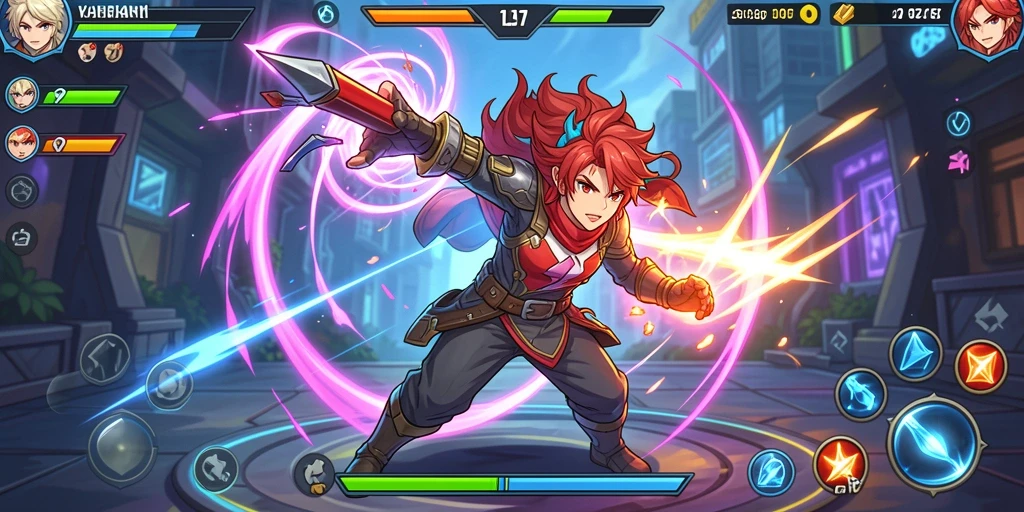 Tampilan awal game yang menarik dengan karakter heroik.